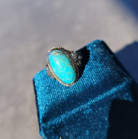 14k gold two tone turquoise Deco estate ring
