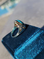 14k gold two tone turquoise Deco estate ring