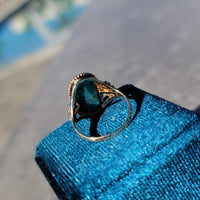 14k gold two tone turquoise Deco estate ring