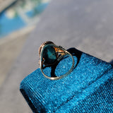 14k gold two tone turquoise Deco estate ring