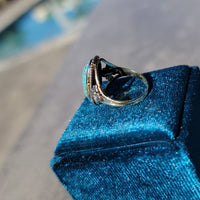 14k gold two tone turquoise Deco estate ring