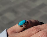 14k gold two tone turquoise Deco estate ring