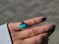 14k gold two tone turquoise Deco estate ring