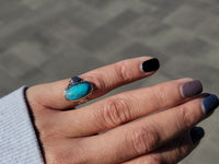 14k gold two tone turquoise Deco estate ring