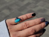 14k gold two tone turquoise Deco estate ring
