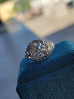 Platinum c.1920's floral filigree 2.85ct diamond antique engagement wedding ring =apx 3.65ct tw