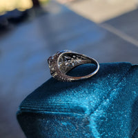 Platinum c.1920's floral filigree 2.85ct diamond antique engagement wedding ring =apx 3.65ct tw
