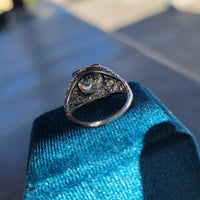 Platinum c.1920's floral filigree 2.85ct diamond antique engagement wedding ring =apx 3.65ct tw