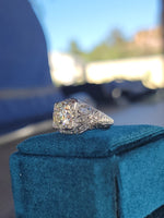 Platinum c.1920's floral filigree 2.85ct diamond antique engagement wedding ring =apx 3.65ct tw