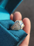 Platinum c.1920's floral filigree 2.85ct diamond antique engagement wedding ring =apx 3.65ct tw