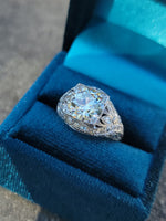 Platinum c.1920's floral filigree 2.85ct diamond antique engagement wedding ring =apx 3.65ct tw
