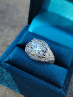 Platinum c.1920's floral filigree 2.85ct diamond antique engagement wedding ring =apx 3.65ct tw