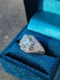 Platinum c.1920's floral filigree 2.85ct diamond antique engagement wedding ring =apx 3.65ct tw