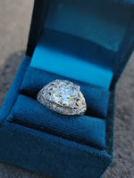 Platinum c.1920's floral filigree 2.85ct diamond antique engagement wedding ring =apx 3.65ct tw