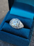 Platinum c.1920's floral filigree 2.85ct diamond antique engagement wedding ring =apx 3.65ct tw