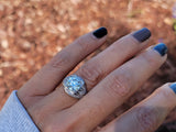 Platinum c.1920's floral filigree 2.85ct diamond antique engagement wedding ring =apx 3.65ct tw