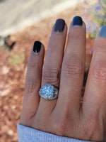 Platinum c.1920's floral filigree 2.85ct diamond antique engagement wedding ring =apx 3.65ct tw