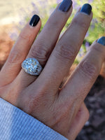 Platinum c.1920's floral filigree 2.85ct diamond antique engagement wedding ring =apx 3.65ct tw
