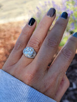Platinum c.1920's floral filigree 2.85ct diamond antique engagement wedding ring =apx 3.65ct tw