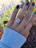 Platinum & 14k two tone old mine cut diamond antique halo engagement wedding ring - England