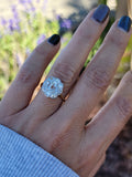 Platinum & 14k two tone old mine cut diamond antique halo engagement wedding ring - England