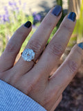 Platinum & 14k two tone old mine cut diamond antique halo engagement wedding ring - England