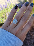 Platinum & 14k two tone old mine cut diamond antique halo engagement wedding ring - England