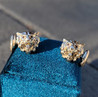 10k gold Victorian LION diamond & ruby cufflinks