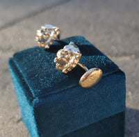 10k gold Victorian LION diamond & ruby cufflinks