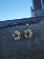 14k gold Blue Sapphire Deco earrings
