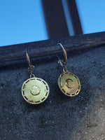 14k gold Blue Sapphire Deco earrings