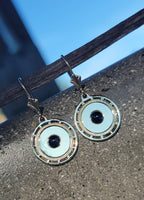 14k gold Blue Sapphire Deco earrings