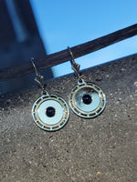 14k gold Blue Sapphire Deco earrings