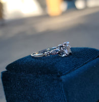 14k white gold vintage diamond engagement wedding ring - apx .43ct tw