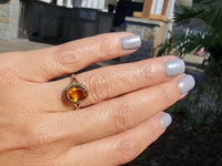 10k yellow gold oval CITRINE estate ring