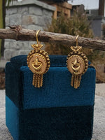 Victorian 14k gold flower basket tassel earrings