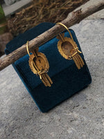 Victorian 14k gold flower basket tassel earrings
