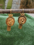 Victorian 14k gold flower basket tassel earrings