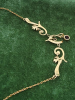 14K Victorian amethyst & pearl wish bone necklace pendant lavaliere choker