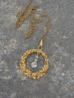 14k gold Edwardian diamond flower rose floral wreath necklace pendant lavaliere