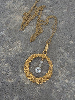 14k gold Edwardian diamond flower rose floral wreath necklace pendant lavaliere