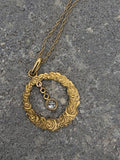 14k gold Edwardian diamond flower rose floral wreath necklace pendant lavaliere