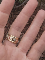14k gold tri colored ROSE floral diamond estate eternity band-size 8.5