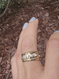 14k gold tri colored ROSE floral diamond estate eternity band-size 8.5