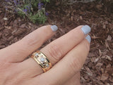 14k gold tri colored ROSE floral diamond estate eternity band-size 8.5