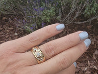 14k gold tri colored ROSE floral diamond estate eternity band-size 8.5