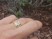 14k gold tri colored ROSE floral diamond estate eternity band-size 8.5