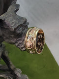 14k gold tri colored ROSE floral diamond estate eternity band-size 8.5