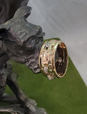 14k gold tri colored ROSE floral diamond estate eternity band-size 8.5