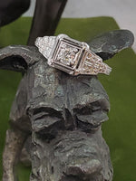 18k white gold c.1920's filigree diamond ring - apx .14ct